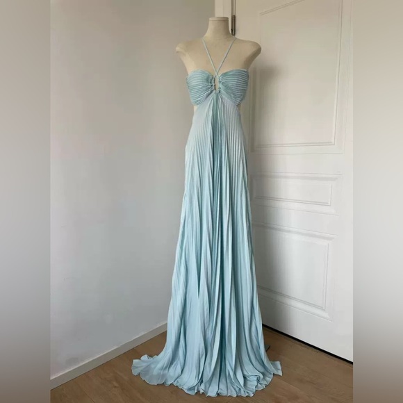 A.L.C Moira Satin Pleated Maxi Dress 4 - Picture 5 of 11